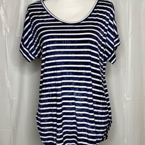 Women's Antibes Blanc Short Sleeve Top Blue and White Stripped Size Large